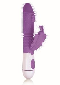 Lotus Sensual Massager #4 Silicone Rabbit Vibrator - Purple/White