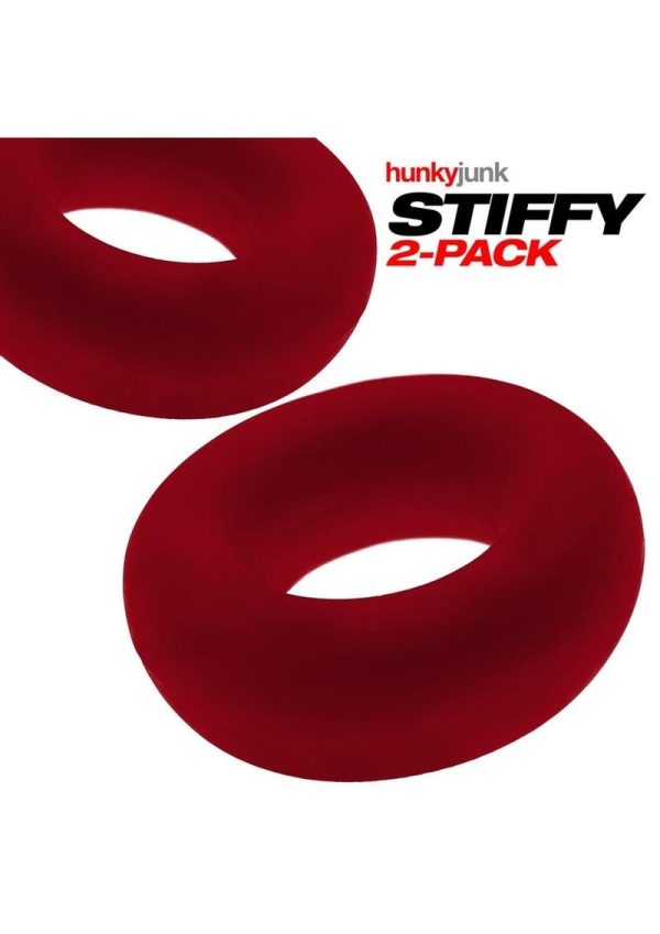 Hunkyjunk Stiffy Bulge Silicone Cock Rings (2 pack) - Cherry Ice