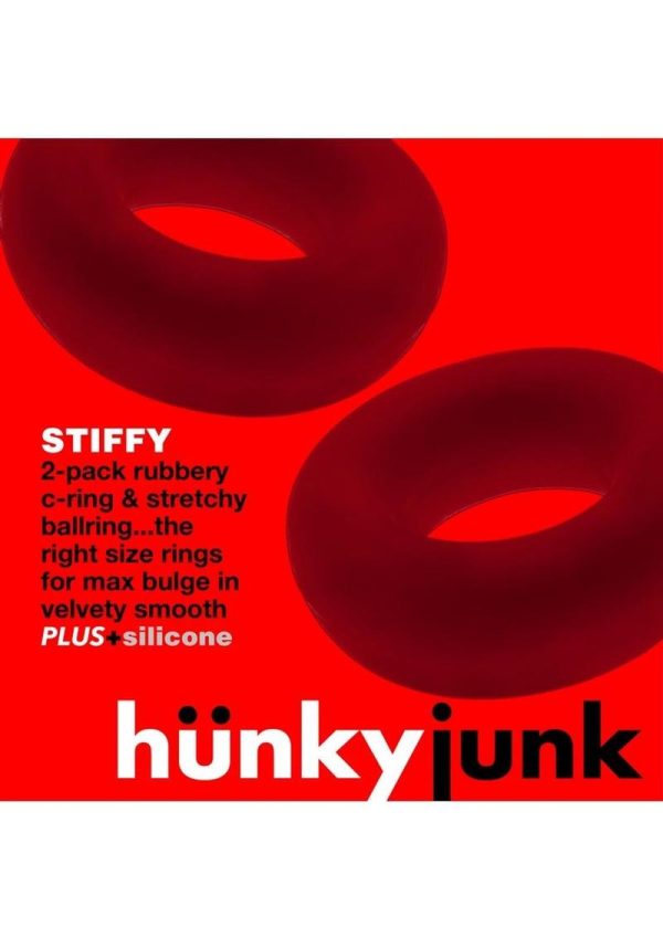 Hunkyjunk Stiffy Bulge Silicone Cock Rings (2 pack) - Cherry Ice