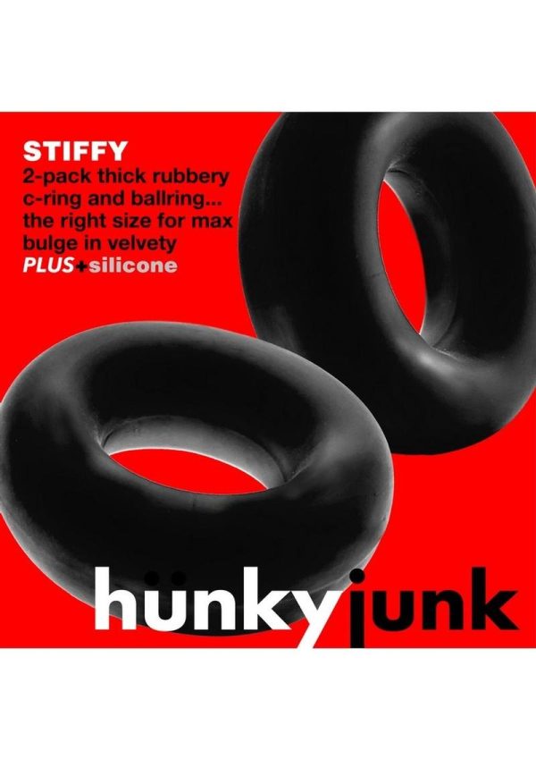 Hunkyjunk Stiffy Bulge Silicone Cock Rings (2 pack) - Tar Ice