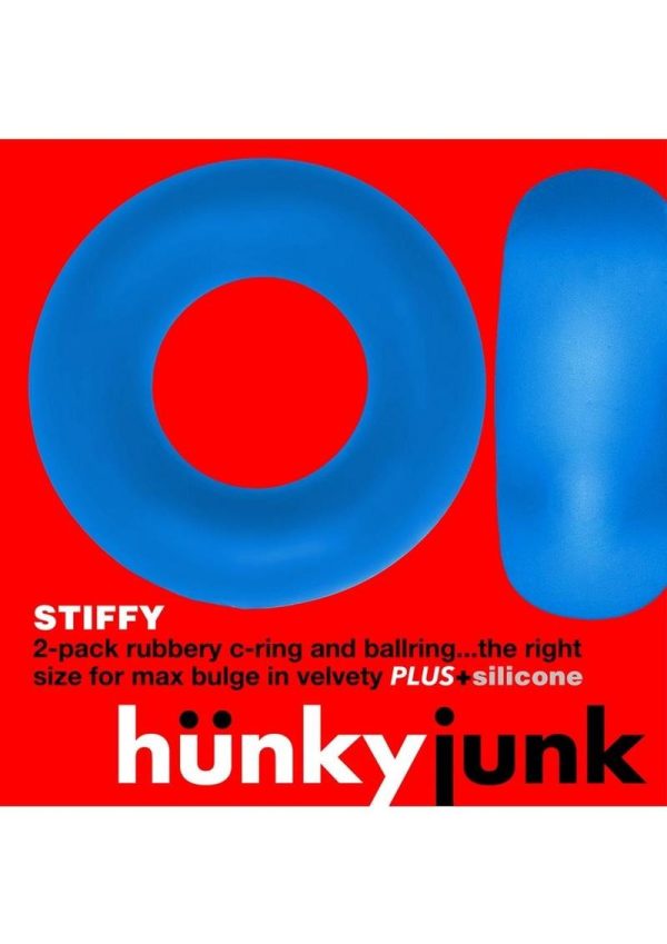 Hunkyjunk Stiffy Bulge Silicone Cock Rings (2 pack) - Teal Ice