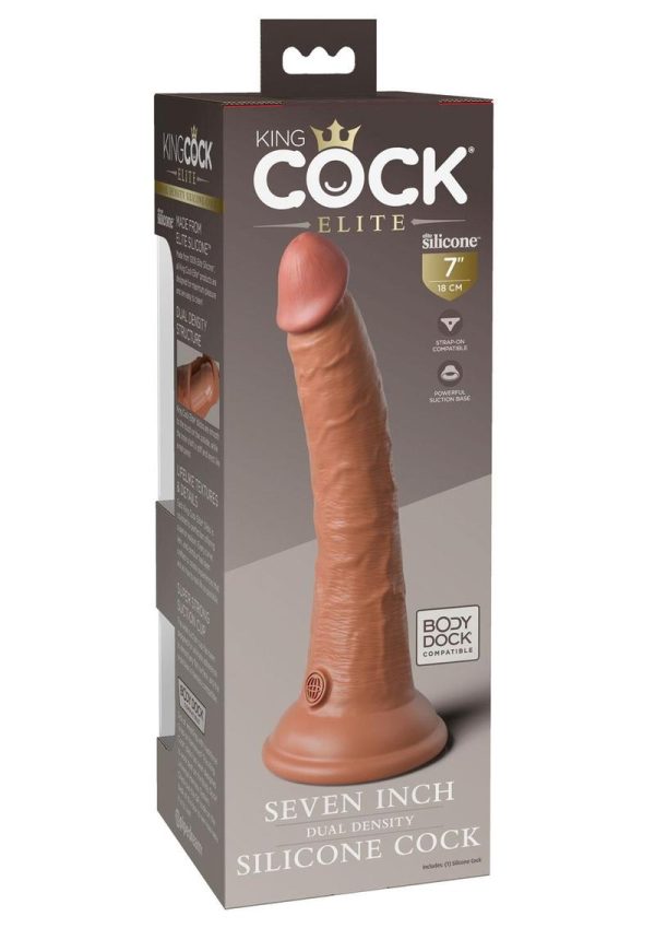 King Cock Elite Dual Density Silicone Dildo 7in - Caramel