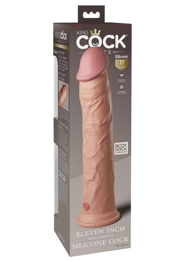 King Cock Elite Dual Density Silicone Dildo 11in - Vanilla