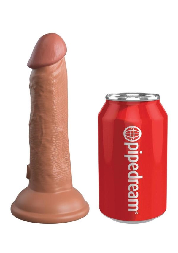King Cock Elite Dual Density Vibrating Rechargeable Silicone Dildo 6in - Caramel