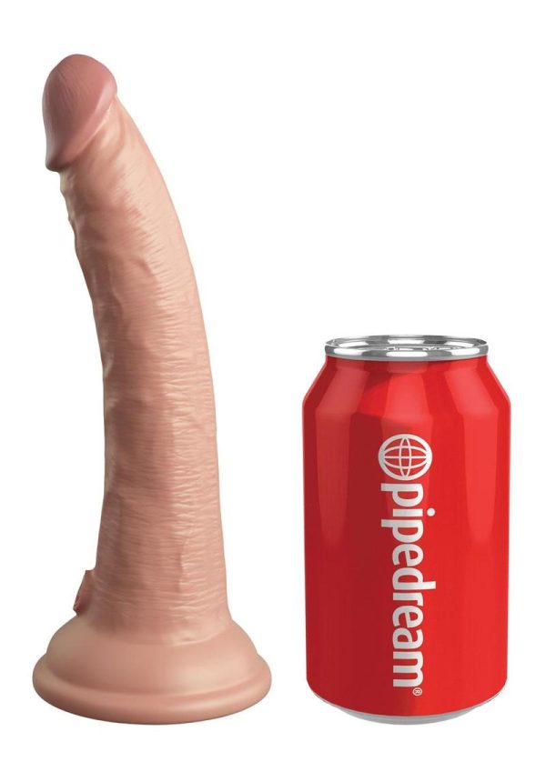 King Cock Elite Dual Density Vibrating Rechargeable Silicone Dildo with Remote Control 7in - Vanilla