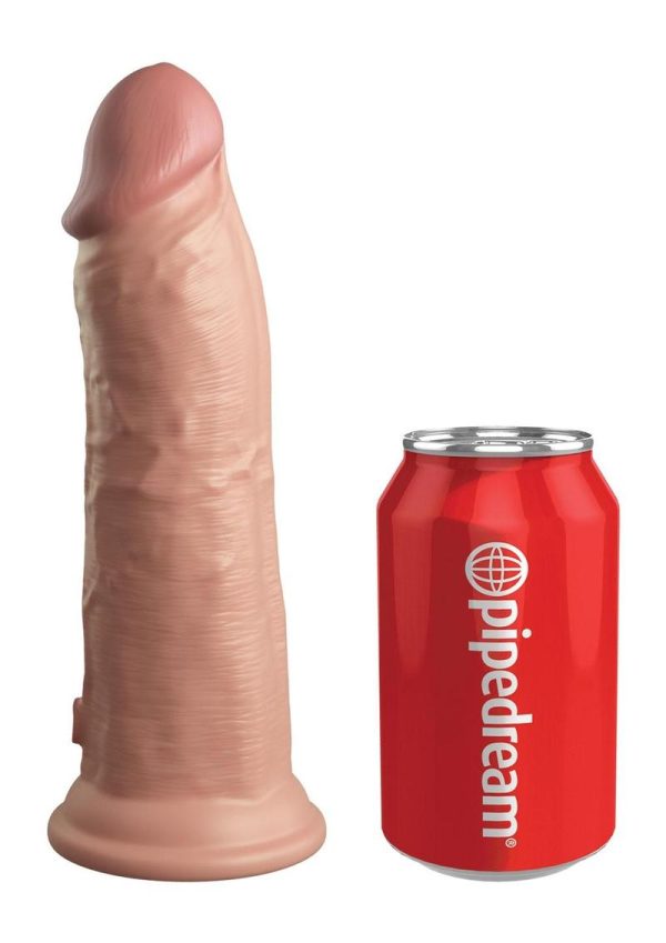 King Cock Elite Dual Density Vibrating Rechargeable Silicone Dildo with Remote Control 8in - Vanilla