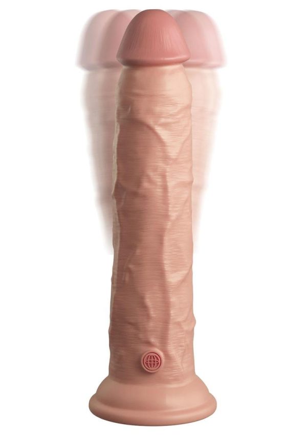 King Cock Elite Dual Density Vibrating Rechargeable Silicone Dildo with Remote Control 9in - Vanilla