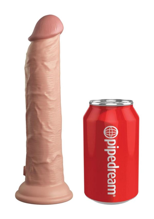 King Cock Elite Dual Density Vibrating Rechargeable Silicone Dildo with Remote Control 9in - Vanilla