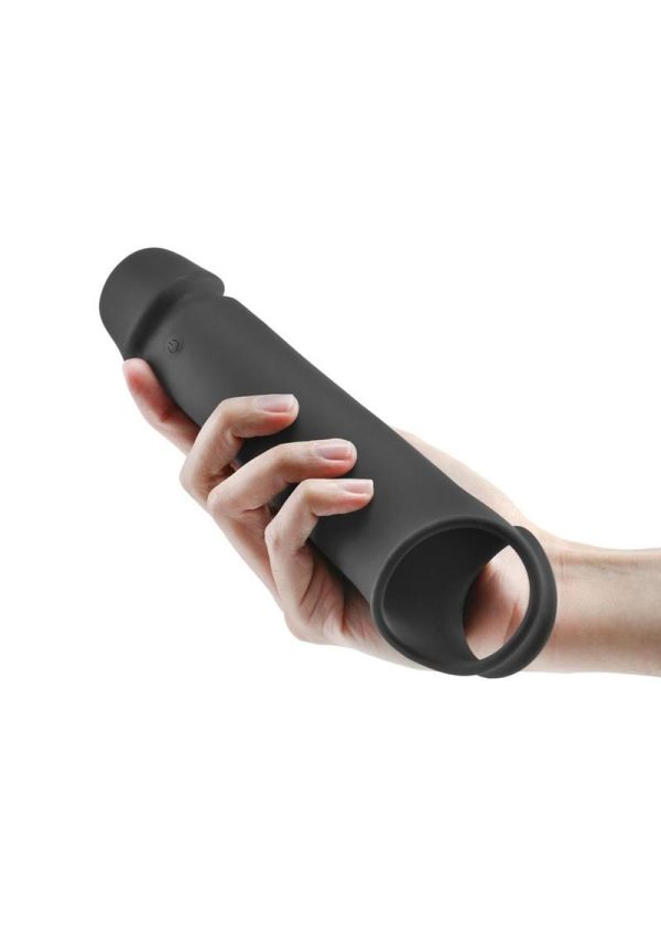 Renegade Brute Rechargeable Silicone Vibrating Penis Extension with Remote Control - Black