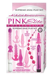 Pink Elite Collection Vibrating Supreme Anal Play Kit - Pink
