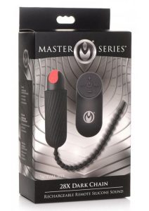 Master Series 28X Dark Chain Rechargeable Silicone Urethral Sounding Chain with Remote Control  - Black/Red