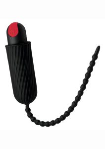 Master Series 28X Dark Chain Rechargeable Silicone Urethral Sounding Chain with Remote Control  - Black/Red
