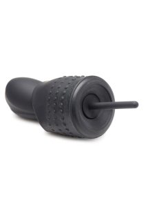 Trinity Men 10X Vibrating Rechargeable Silicone Penis Head Teaser with Urethral Sounds - Black