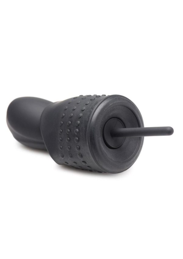 Trinity Men 10X Vibrating Rechargeable Silicone Penis Head Teaser with Urethral Sounds - Black