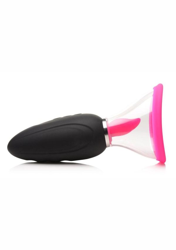 Inmi Lickgasm Mini 10X Licking and Sucking Rechargeable Silicone Clitoral Stimulator - Black/Pink
