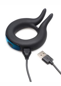 Trinity Men 10X Cock Viper Dual Stimulating Rechargeable Silicone Cock Ring - Black