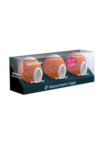Satisfyer Masturbator Egg 3 Pack Set (Crunchy) - Orange