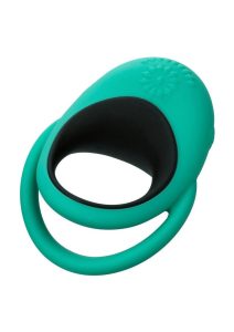 Link Up Remote Alpha Rechargeable Silicone Dual Stimulating Cock Ring with Remote Control - Green/Black