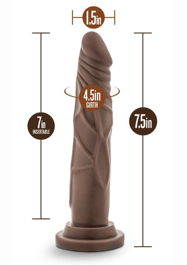 Dr. Skin Platinum Collection Dr. Carter Silicone Dildo with Suction Cup 7.5in - Chocolate