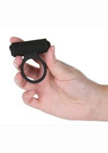 PowerBullet Cosmic Ring Rechargeable Silicone Vibrating Cock Ring - Black