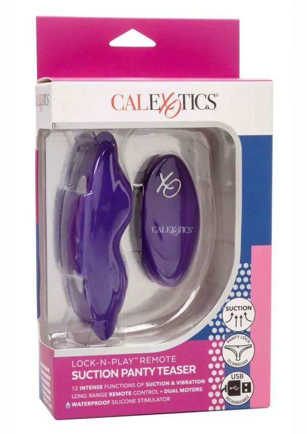 Lock-N-Play Rechargeable Silicone Suction Panty Vibrator with Remote Control - Purple