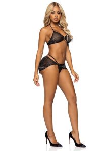 Leg Avenue Rhinestone Mesh Bra Top with Ring Accent