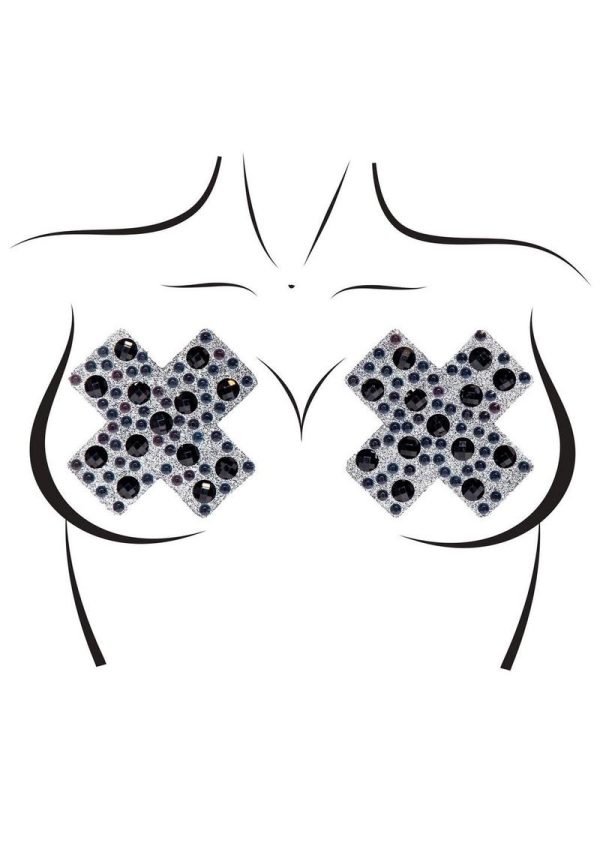 Leg Avenue X Factor Adhesive Nipple Jewel Stickers - OS - Black