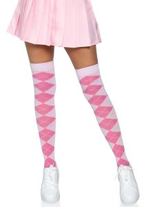 Leg Avenue Argyle Knit Over The Knee Socks - OS - Pink