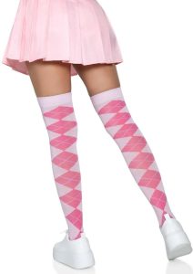 Leg Avenue Argyle Knit Over The Knee Socks - OS - Pink