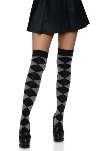 Leg Avenue Argyle Knit Over The Knee Socks - OS - Grey