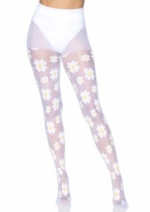 Leg Avenue Daisy Nylon Sheer Tights - OS - White