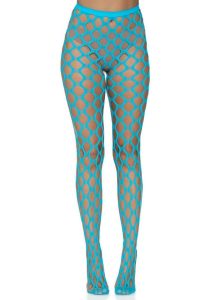 Leg Avenue Jumbo Pothole Net Tights - OS - Neon Blue