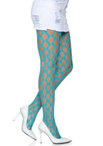 Leg Avenue Jumbo Pothole Net Tights - OS - Neon Blue