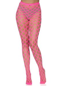 Leg Avenue Jumbo Pothole Net Tights - OS - Neon Pink