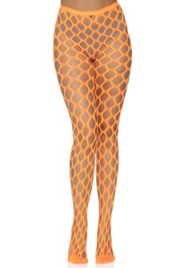 Leg Avenue Jumbo Pothole Net Tights - OS - Neon Orange