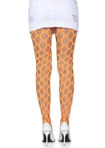 Leg Avenue Jumbo Pothole Net Tights - OS - Neon Orange
