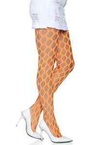 Leg Avenue Jumbo Pothole Net Tights - OS - Neon Orange