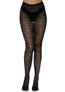 Leg Avenue Zebra Net Tights - OS - Black