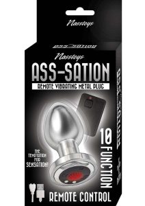 Ass-Sation Rechargeable Vibrating Metal Anal Plug with Remote Control - Silver