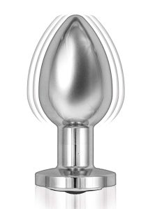 Ass-Sation Rechargeable Vibrating Metal Anal Plug with Remote Control - Silver
