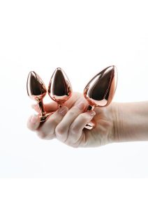 Rear Assets Aluminum Anal Plug Trainer Kit (3 pieces) - Pink/Rose Gold