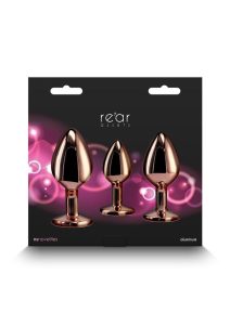 Rear Assets Aluminum Anal Plug Trainer Kit (3 pieces) - Pink/Rose Gold