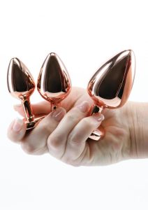 Rear Assets Aluminum Anal Plug Trainer Kit (3 pieces) - Rose Gold/Pink
