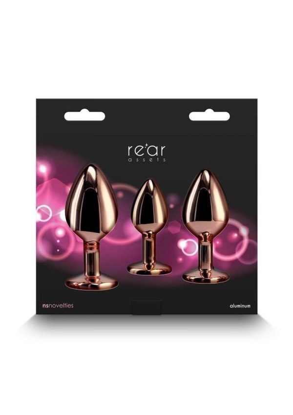 Rear Assets Aluminum Anal Plug Trainer Kit (3 pieces) - Rose Gold/Pink