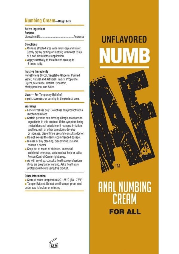 Numb AF Anal Numbing Cream 1.5oz - Unflavored