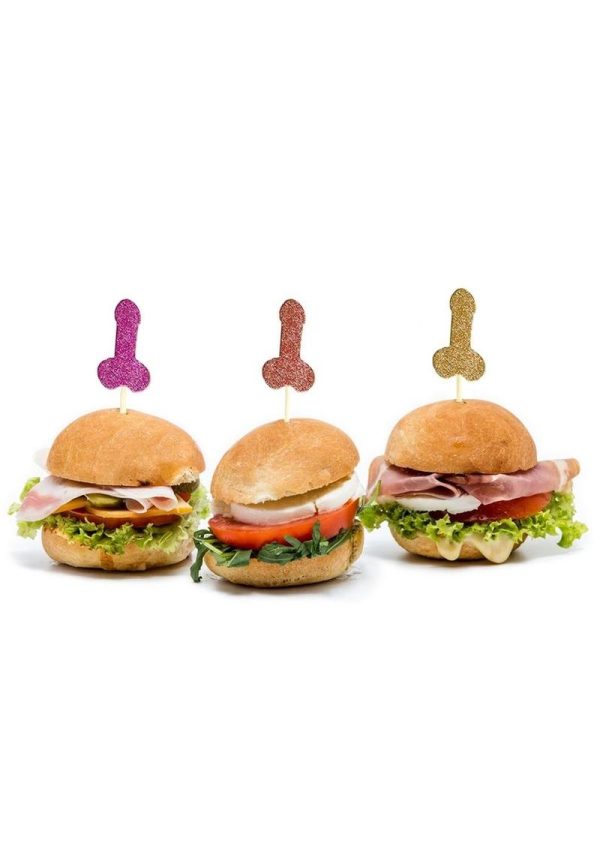 Glitterati Penis Party Picks (24 per Pack) - Assorted Colors
