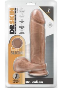 Dr. Skin Platinum Collection Silicone Dr. Julian Dildo with Balls and Suction Cup 9in - Caramel