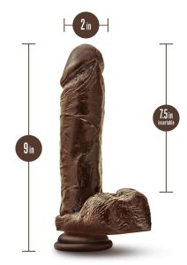 Dr. Skin Plus Gold Collection Thick Posable Dildo with Balls 9in - Chocolate