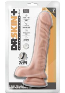 Dr. Skin Plus Gold Collection Posable Dildo with Balls 9in - Vanilla