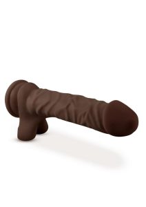 Dr. Skin Plus Gold Collection Posable Dildo with Balls 9in - Chocolate